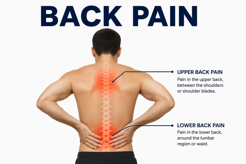Lowe back pain and upper back pain illustratuion | Back Pain specialist in Dhaka | Dr MD Ziaul Hasan