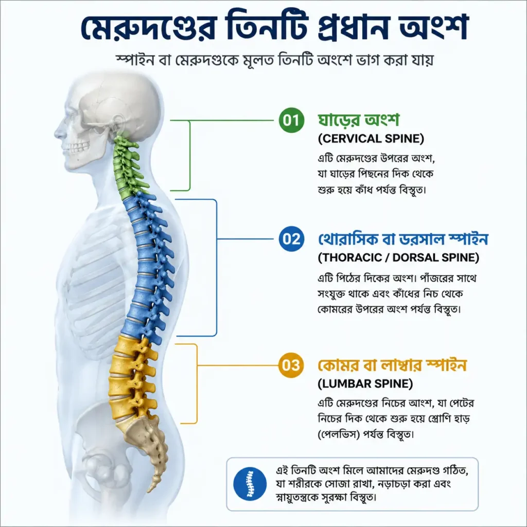মেরুদন্ডের সমস্যা - Three part of human spine
